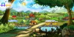 Indian Village Mountain View Background – Scenic Hills, Canal & Temple Scene (Available in Animated .FLA & Static .PSD)