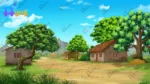 Indian Village & Mountain Background – Mud Houses with Haystack Scene (Available in Animated .FLA & Static .PSD)