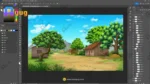 Indian Village & Mountain Background – Mud Houses with Haystack Scene (Available in Animated .FLA & Static .PSD) - Image 2