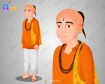 Young Pandit (Gurukul Student) – Brahmin Boy in Orange Kurta with Om Shawl