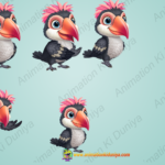 Stylized Black & White Bird Character - Complete 2D Animation