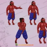 Red Demon Rakshas Character Design - 2D Vector Rigged Character