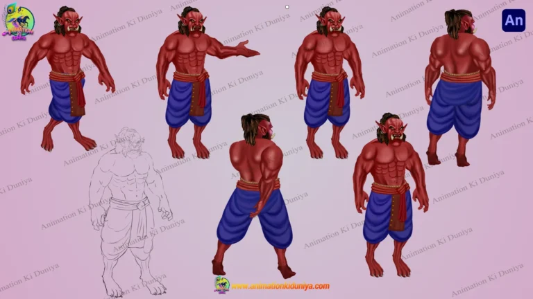 Red Demon Rakshas Character Design - 2D Vector Rigged Character