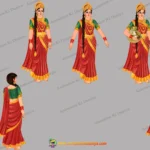 Goddess Lakshmi Devi 2D Character Design - Hindu Mythology Vector Asset
