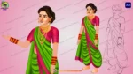 Traditional Marathi Woman (Nauvari Saree) - 2D Character - Image 3
