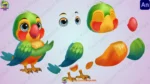 2D Cute Colorful Parrot Character - Fully Rigged with 6 Animations (Animate CC) - Image 2
