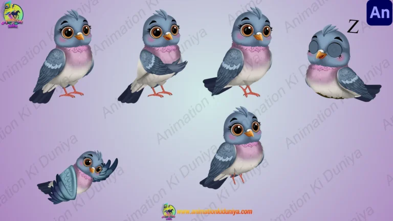 2D Cute Pigeon Character Pack - Fully Rigged with 6 Animations (Animate CC)