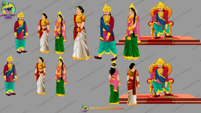 2D King & Queen Character Bundle with Royal Throne | Animation Ki ...