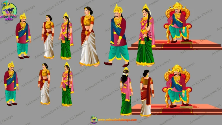 2D King & Queen Character Bundle with Royal Throne | Animation Ki Duniya