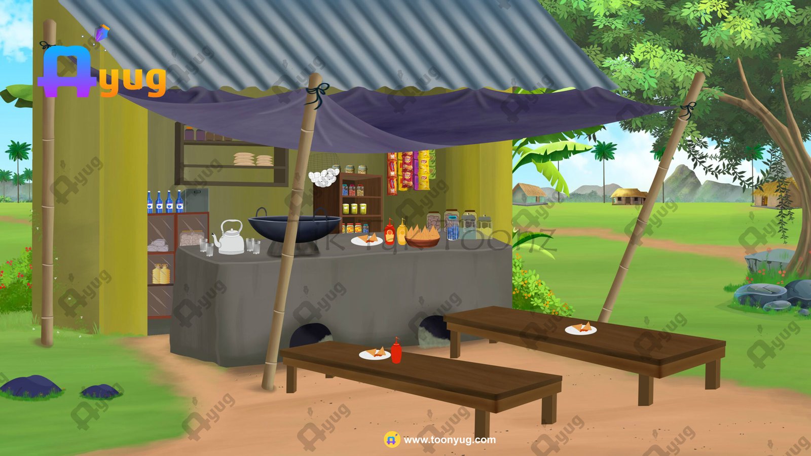 village-tea-stall Indian Village Tea Stall Shop 4K PSD High Quality Background - Image 1