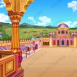 Royal Indian Palace 2D Animation Background | Grand Rajmahal Scenery for Cartoons ( PNG & PSD )