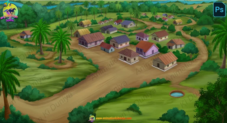 Aerial Top View Indian Village 2D Background | Bird’s Eye Rural Scenery ( PNG & PSD )