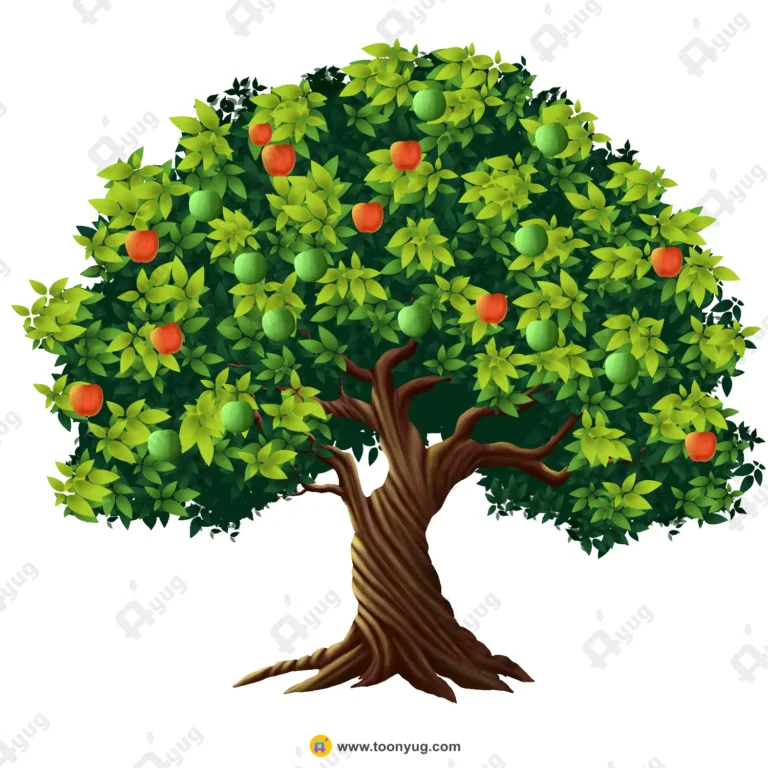 Indian Apple Tree Vector – Seb Ka Ped with Red & Green Apples (Available in Animated .FLA & Static .PSD)