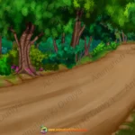 Dense Forest Road 2D Animation Background | Winding Jungle Path for Stories ( PNG & PSD )