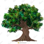 Indian Big Rounded Tree Vector – Ancient Shade Tree with Thick Trunk (Available in Animated .FLA & Static .PSD)
