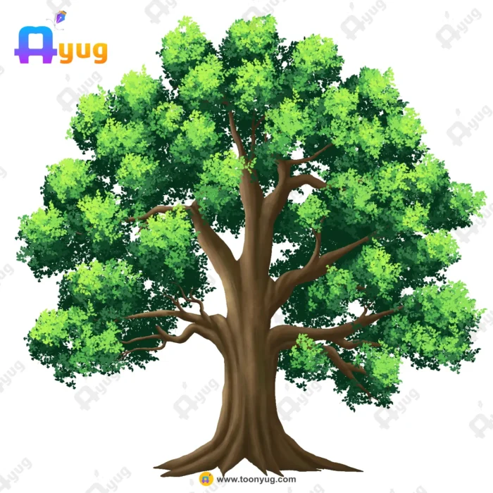 Indian Big Green Tree Vector – Classic Village Shade Tree with Visible ...