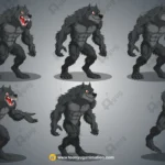 Savage Black Werewolf / Bheriya Rakshas – Fully Rigged for Adobe Animate CC