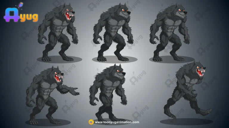 Savage Black Werewolf / Bheriya Rakshas – Fully Rigged for Adobe Animate CC