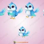 Cute Blue Bird 2D Character Animation Sprite Sheet - Cartoon Bird Pack