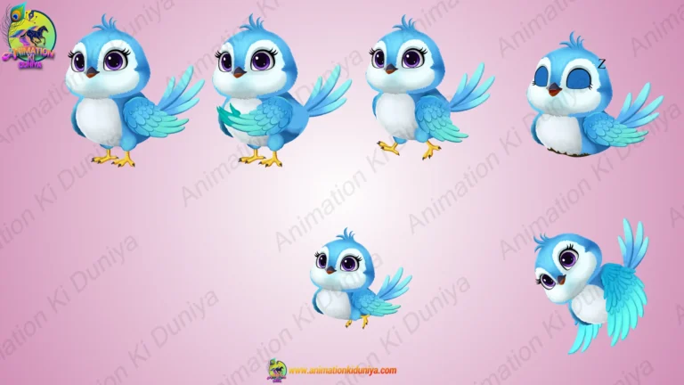 Cute Blue Bird 2D Character Animation Sprite Sheet - Cartoon Bird Pack