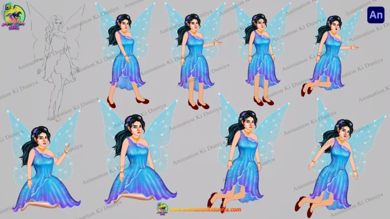 Beautiful Blue Fairy 2D Character Pose Sheet | 2D Animation Assets | Animation Ki Duniya