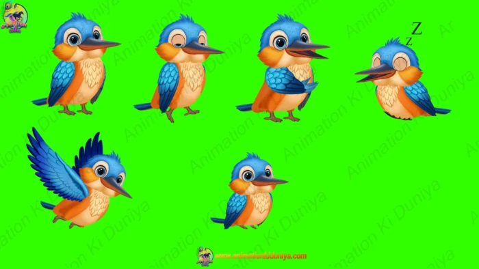 2D Digital Animation Asset: 16 Cartoon Bird Characters Bundle (Green ...