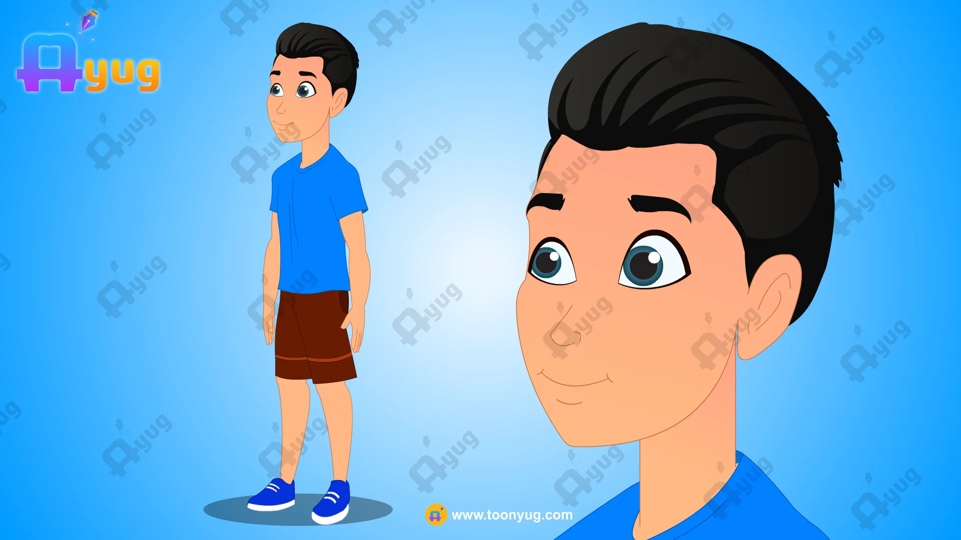 Boy-Rigged-Character-Thumbnail Modern City Boy / School Kid Character – Fully Rigged for Adobe Animate CC (Urban Life Asset) - Image 1