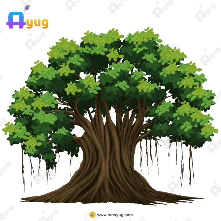 Indian Banyan Tree Vector – Bargad Ka Ped with Hanging Roots (Available in Animated .FLA & Static .PSD)