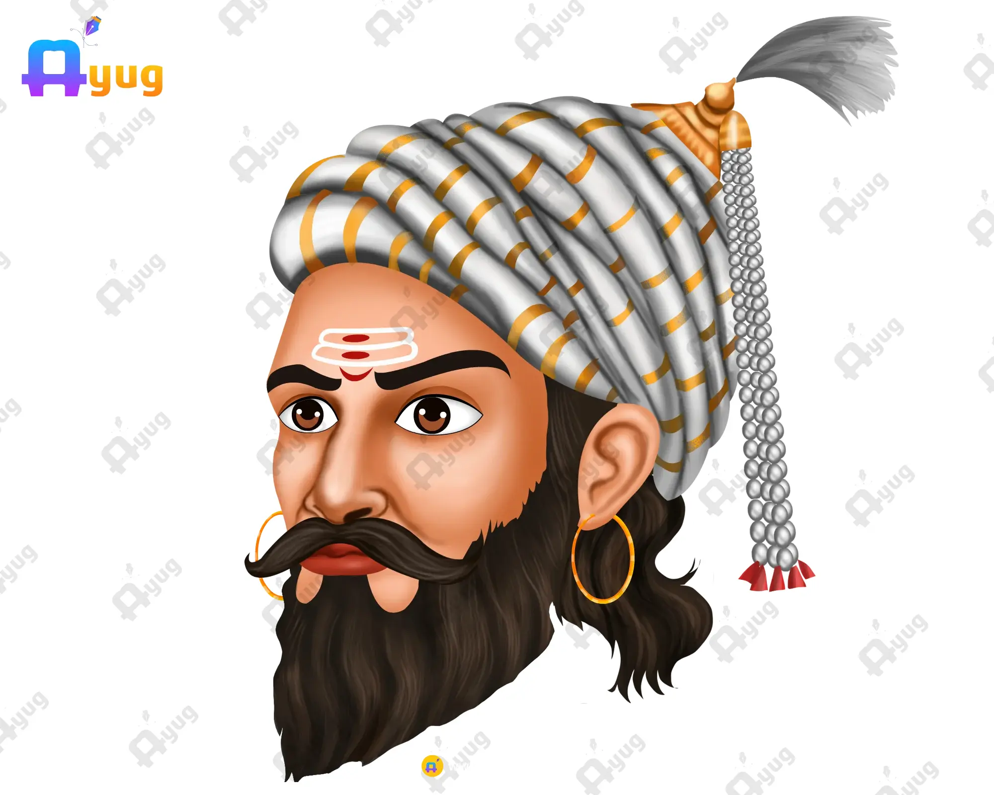 Chatrapati-Shivaji-Head-Thumbnail Chhatrapati Shivaji Maharaj Head – Maratha Warrior King (Available in Animated .FLA & Static .PSD) - Image 1