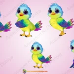 Multicolor Exotic Bird 2D Sprite Sheet - Cute Parrot Green Character Animation