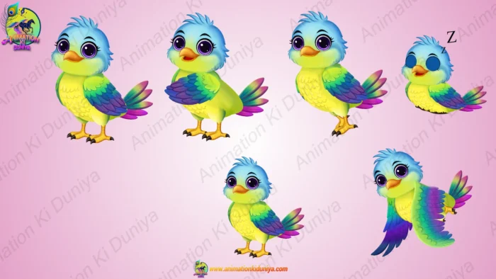 Multicolor Exotic Bird 2D Sprite Sheet – Cute Parrot Green Character ...