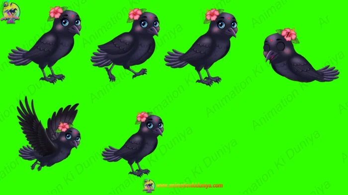 2D Digital Animation Asset: 16 Cartoon Bird Characters Bundle (Green ...