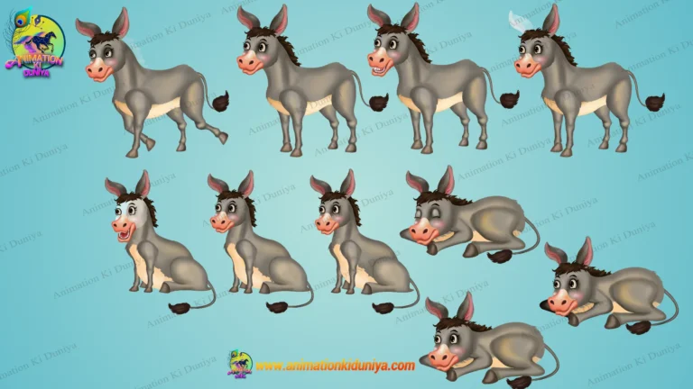 Animated Donkey Character Poses for Kids Moral Stories | 2D Donkey Animation