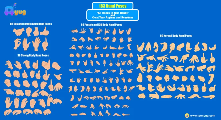 183 Free Premium Hand Poses Pack for 2D Animation – Ultimate Gesture Library for Adobe Animate CC