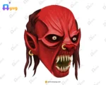 Red Bald Demon Head – Scary Goblin with Gold Jewelry (Available in Animated .FLA & Static .PSD)