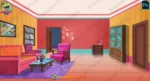 2D Cartoon Hallroom Interior Background (PSD & PNG)