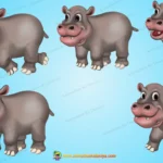 Funny 2D Animated Hippopotamus Character Pack for Moral Stories