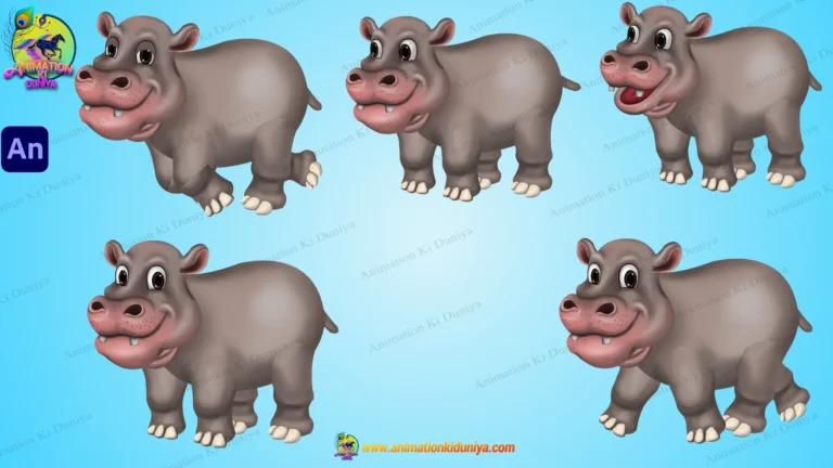 Funny 2D Animated Hippopotamus Character Pack for Moral Stories