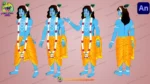 Little Krishna 2D Animation Character | Lord Krishna Poses for Mythological Stories