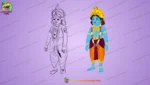 2D Lord Krishna Cartoon Character Set - Mythological Poses for Kids Animation - Image 2