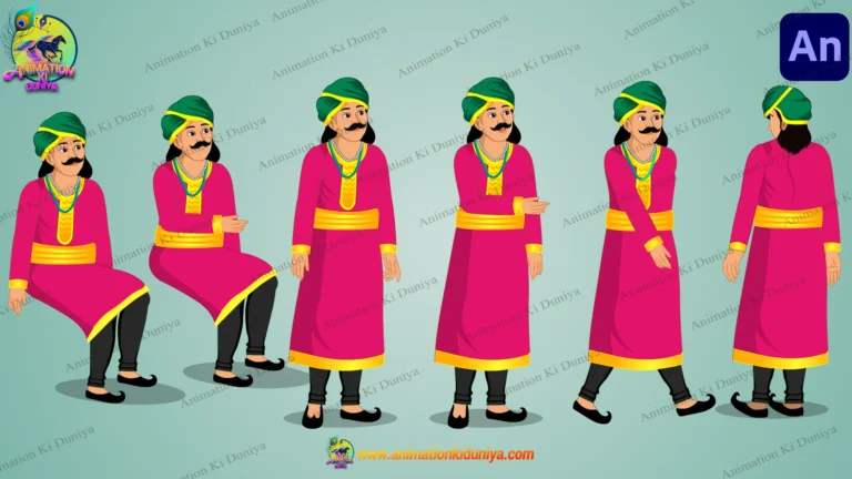 2D Cartoon Indian Royal Minister Character Set - Traditional Courtier Poses