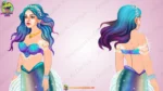 Magical Glittery Mermaid Character Rig - Royal Blue & Silver 2D Animation Asset - Image 2