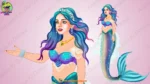 Magical Glittery Mermaid Character Rig - Royal Blue & Silver 2D Animation Asset - Image 4