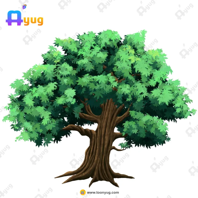 Indian Dwarf Coconut Tree Vector – Mud Textured Trunk & Roots Prop (Available in Animated .FLA & Static .PSD)