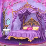 Royal Pari Lok Bedroom Background for 2D Animation - Purple Fantasy Theme (PNG & PSD)