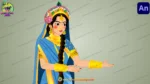 2D Radha Ji ( Rani ) Cartoon Character Set - Traditional Mythological Poses for Animation - Image 2