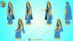 2D Radha Ji ( Rani ) Cartoon Character Set - Traditional Mythological Poses for Animation