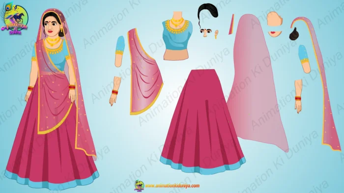 Beautiful Indian Princess (Rajkumari) 2D Character Set – Toonyug Animation