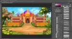 Grand Royal Palace ( Rajmahal ) Exterior - 2D Cartoon Castle Landscape (PSD & PNG) - Image 2