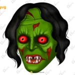 Green Zombie Ghost Head – Red Eyes Horror Face (Available in Animated .FLA & Static .PSD)